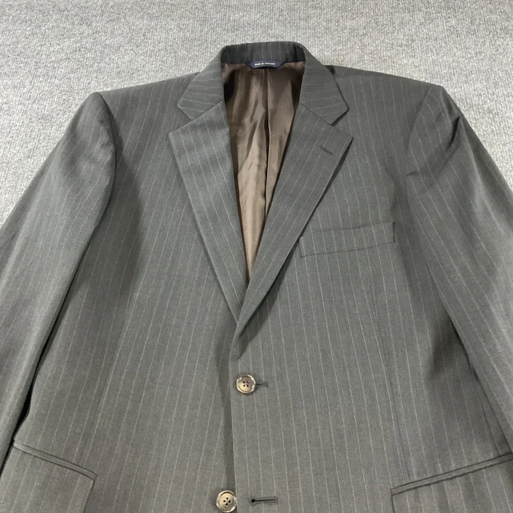 Brooks Brothers Mens 42R Pinstripe Wool Blend 2 Button Suit Jacket Charcoal Gray